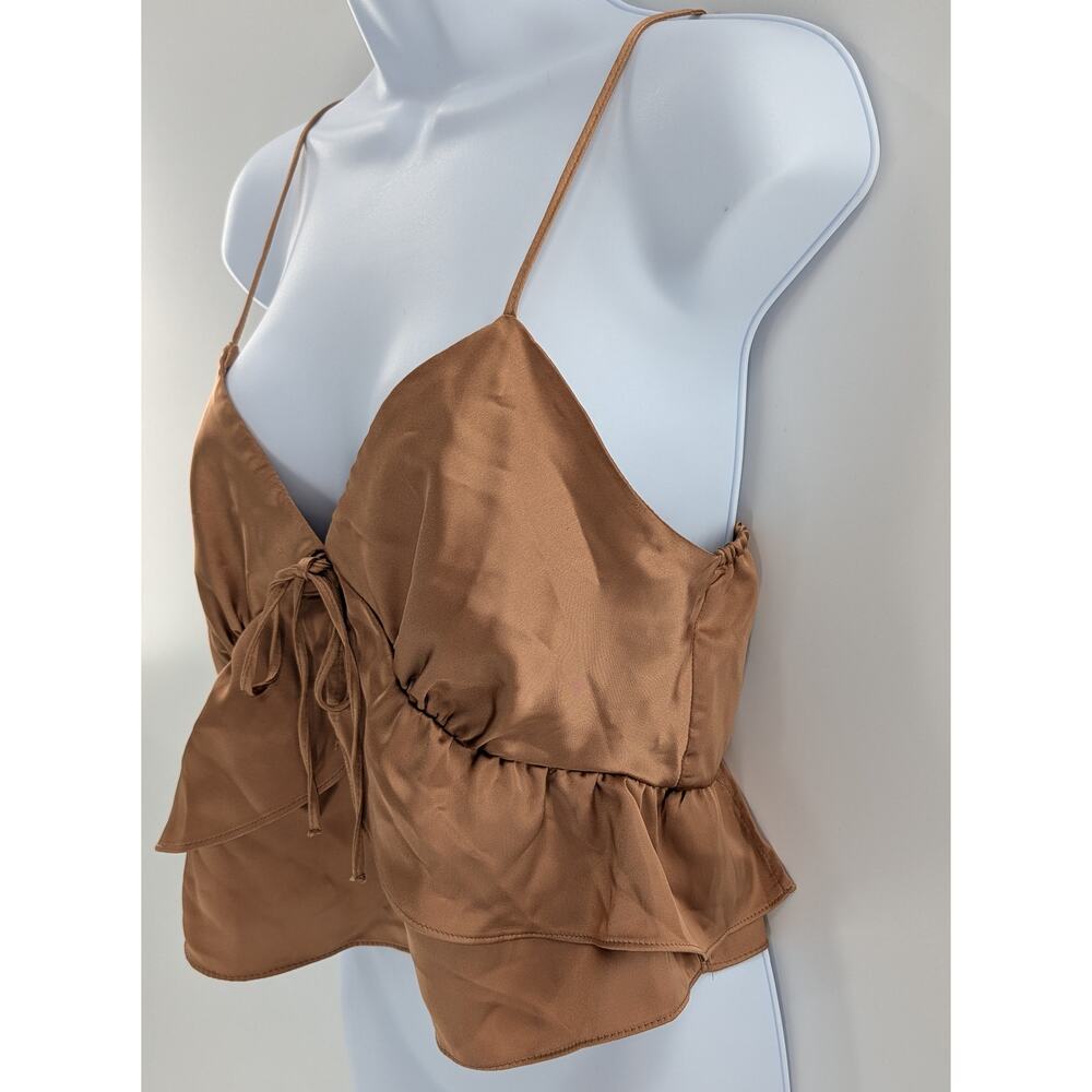 Topshop Strappy Ruffle Camisole Cropped Top - Picture 3 of 9